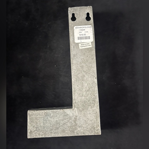 L Anthropologie Metal Zinc Industrial Letter L 8”x4.5”x1” Scandinavia Rustic - Picture 2 of 11